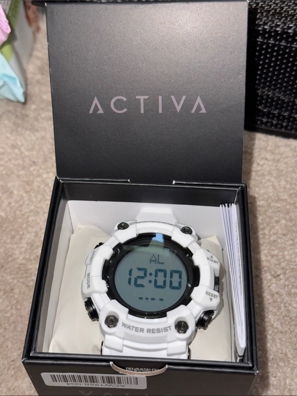 Ativa White Digital Sport Watch with Black Accents